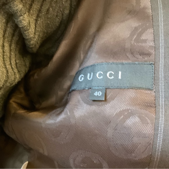 GUCCI Women’s Classic Tailored Brown PinStrip 2 PC Pant Suit 40 / 4, Small - Picture 14 of 16